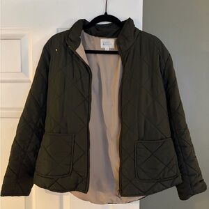 Market & Spruce Quilted Puffer Jacket - Dark Green